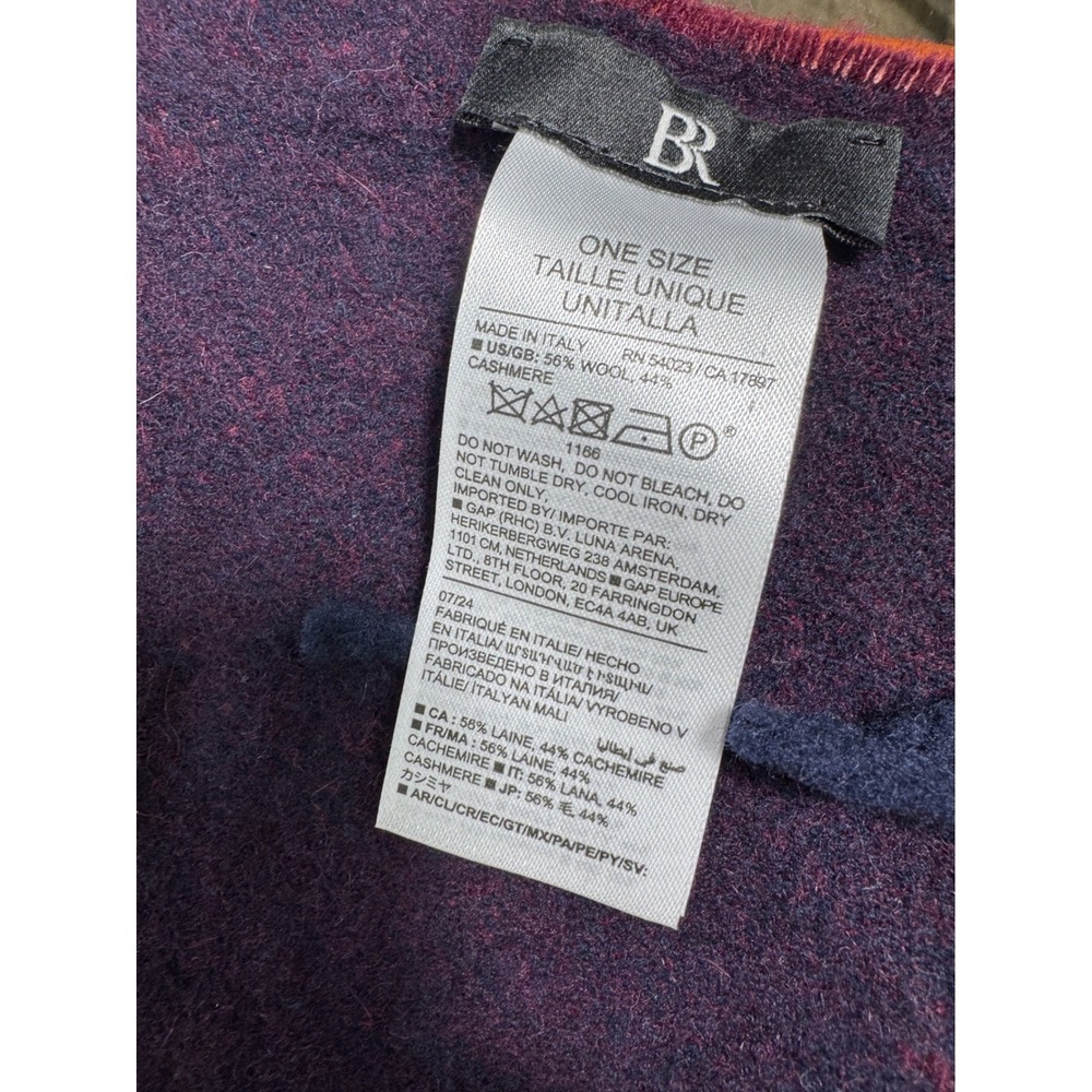 Banana Republic Italian Wool-Cashmere Scarf Burgundy Red Fringe Old Money Unisex - Picture 5 of 10